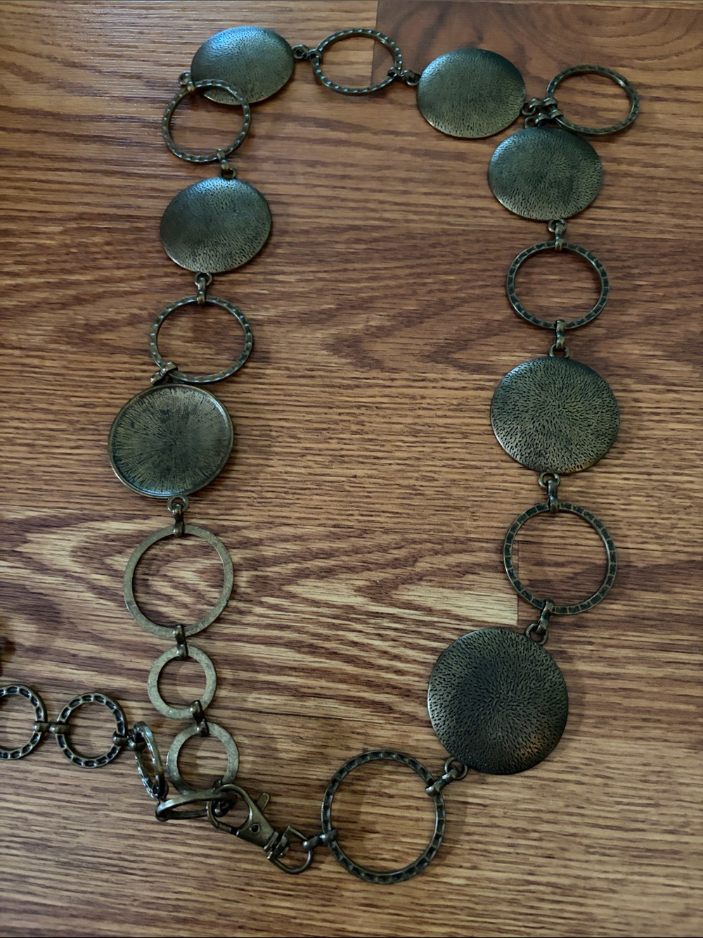 Textured Bronze Circle Link Belt - Women's Accessory